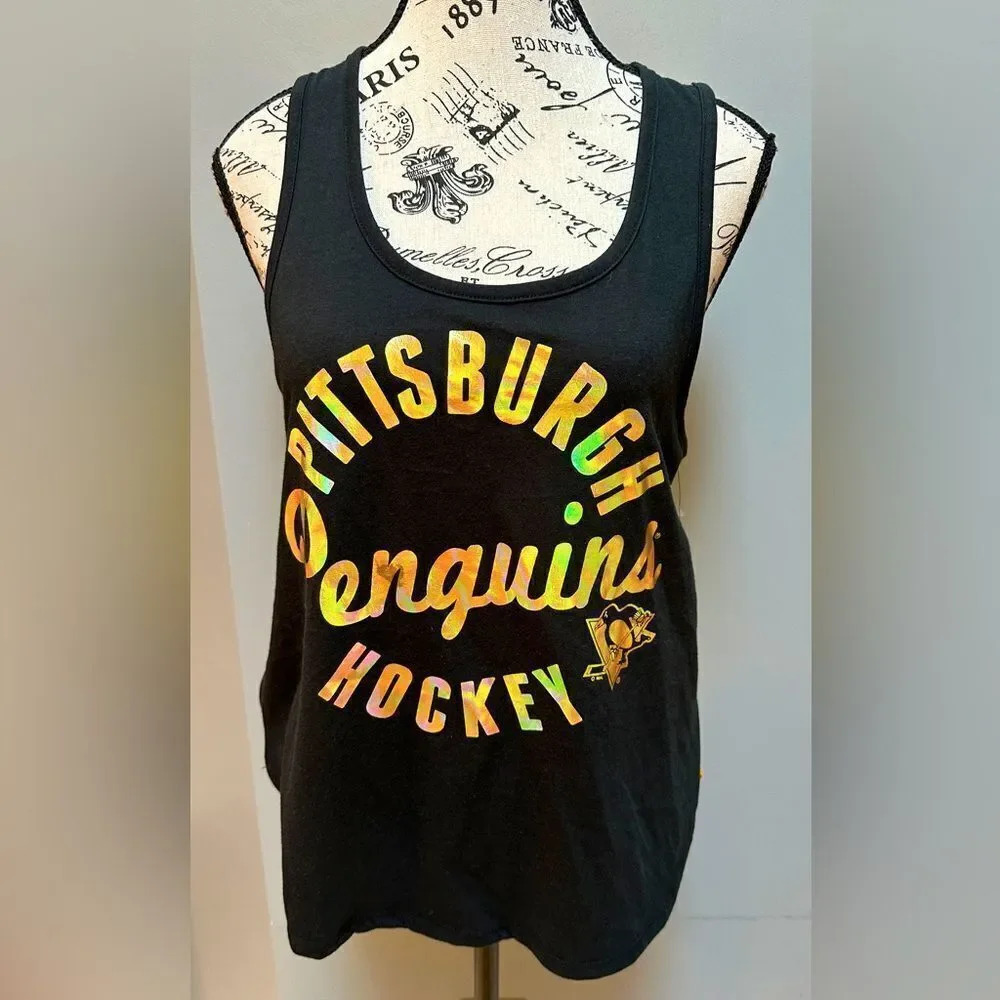 NHL women’s Pittsburgh Penguins hockey black and gold mesh tank.  NWT size sm